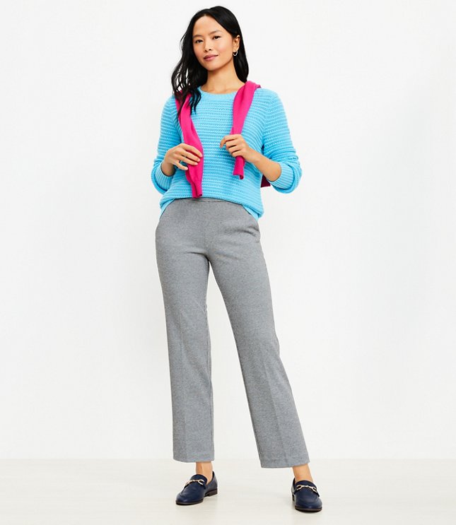 Pull On Straight Pants in Houndstooth Ponte