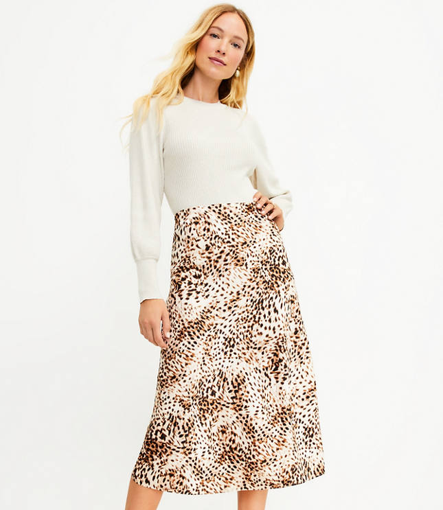 Loft leopard hotsell print midi skirt