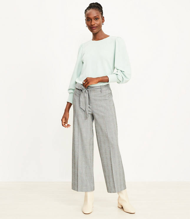 Petite cropped 2025 wide leg pants