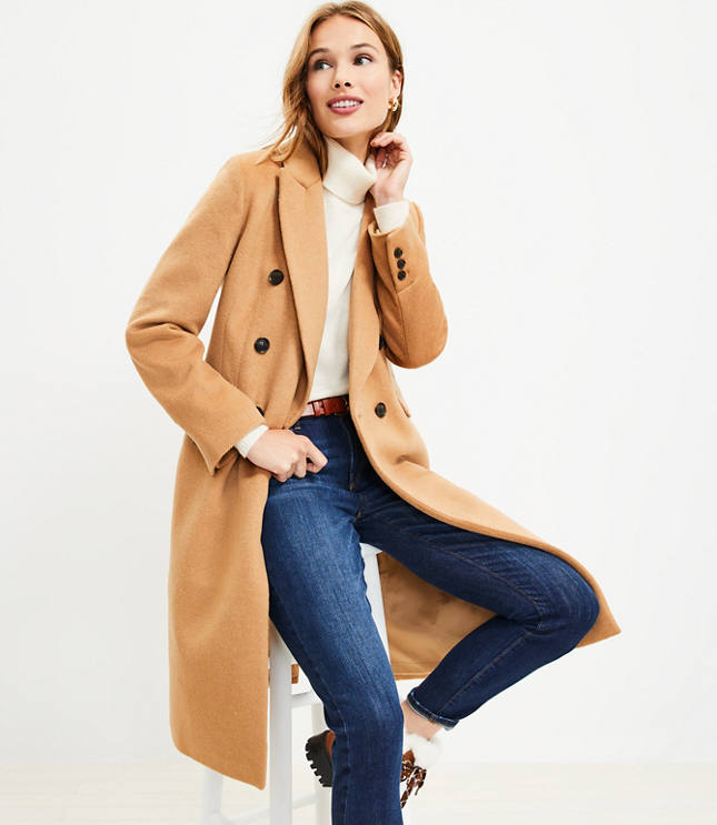 Italian Wool Cashmere Double Breasted Tailored Coat, 50% OFF