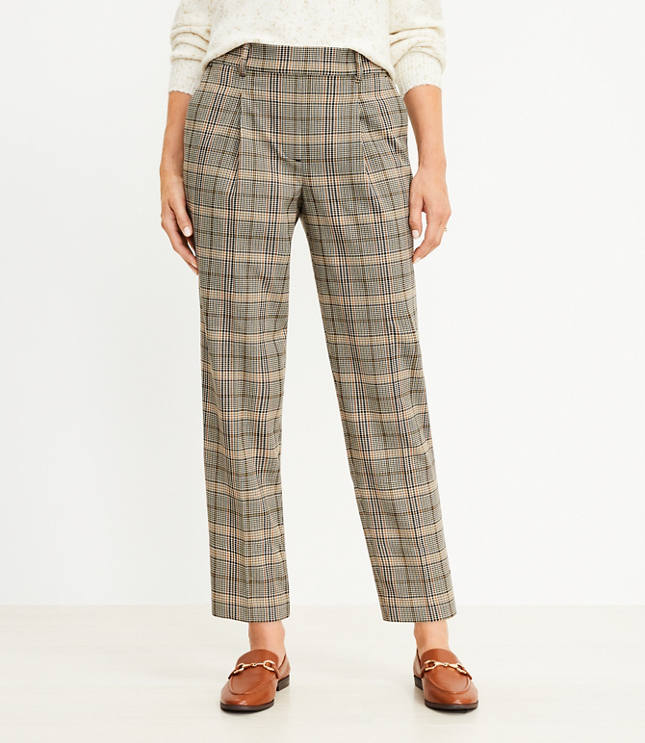 Pull On Taper Pants in Shimmer Plaid