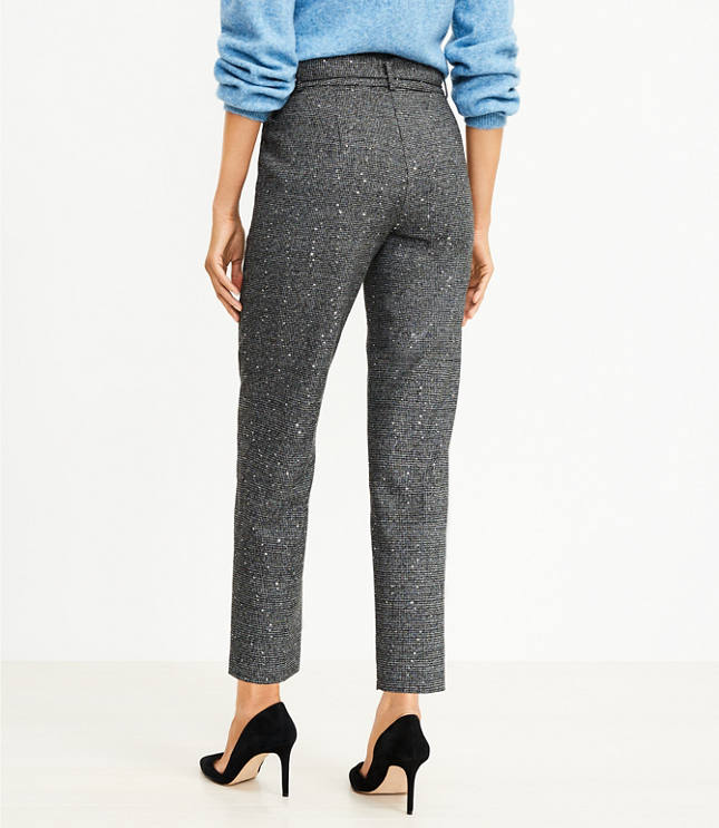 Tie Waist Taper Pants in Sequin Houndstooth