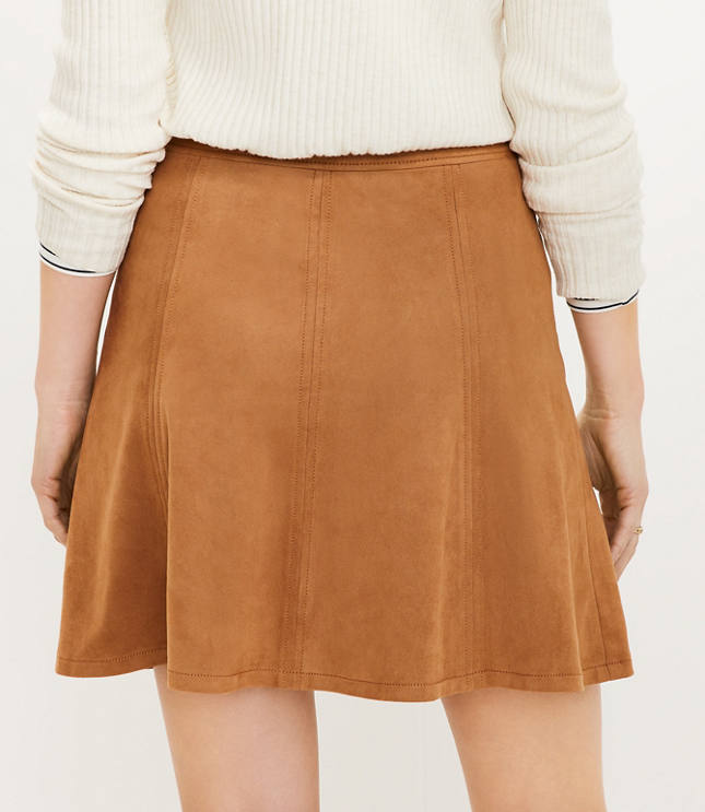 Faux Suede Mini Skirt M / Brown