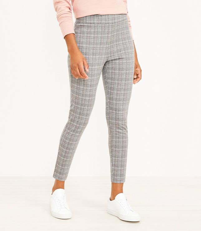 Loft Petite Plaid Leggings Size 2XS Grey Women's