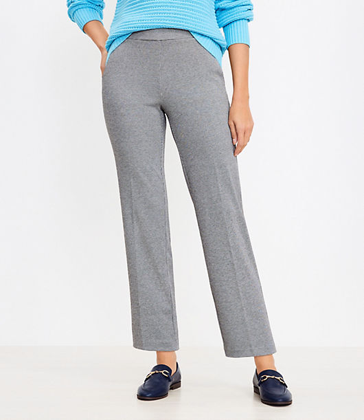 Loft Petite Pull On Straight Pants in Houndstooth Ponte