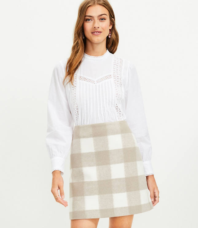 Lace Trim Pintucked Blouse