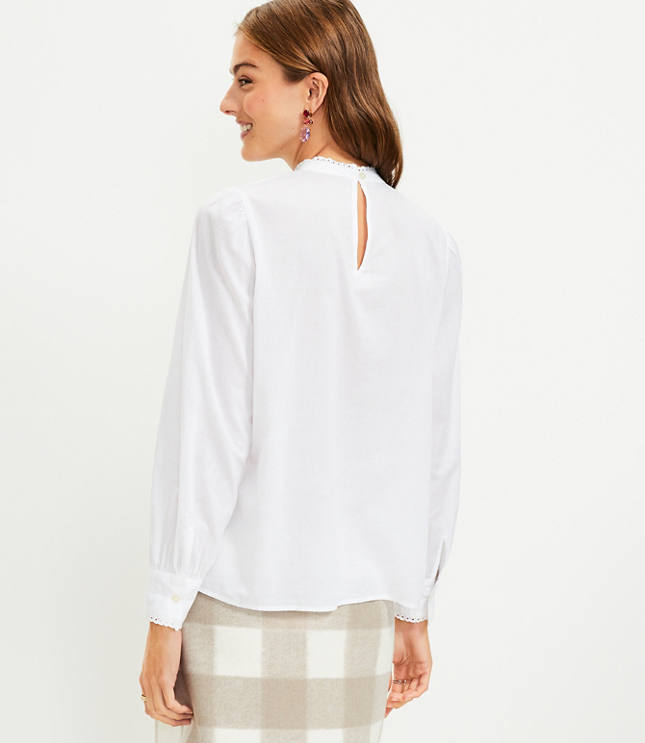 Lace Trim Pintucked Blouse