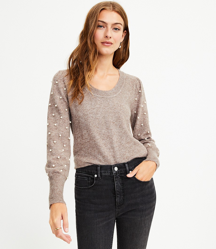 Pearlized Sleeve Sweater