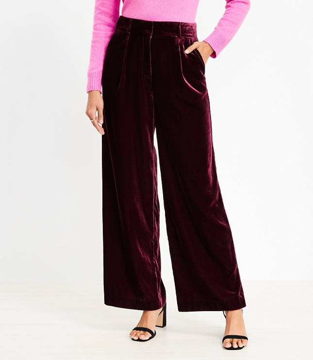 Velvet wide-leg trousers