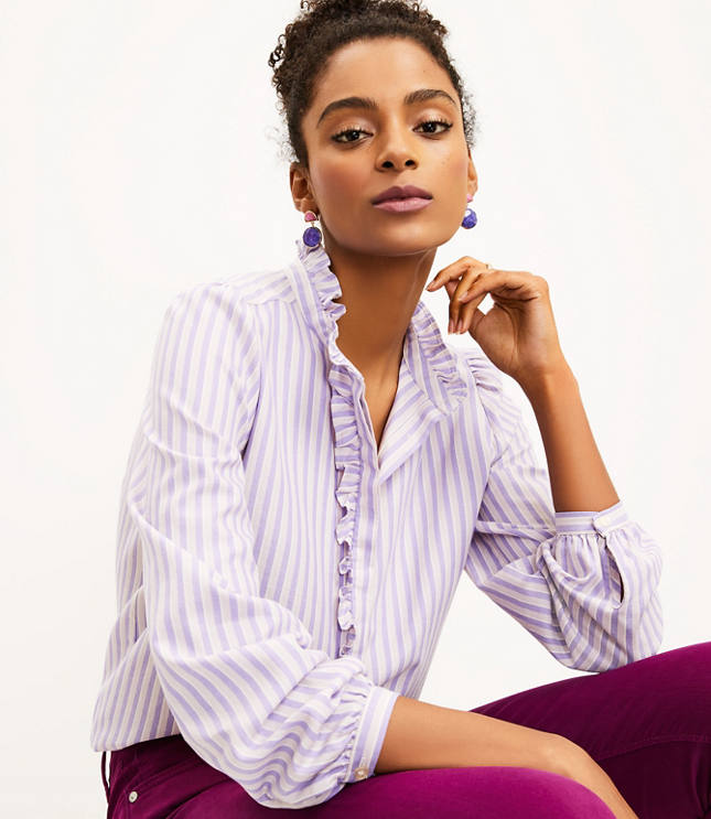 Purple ruffle shirt online