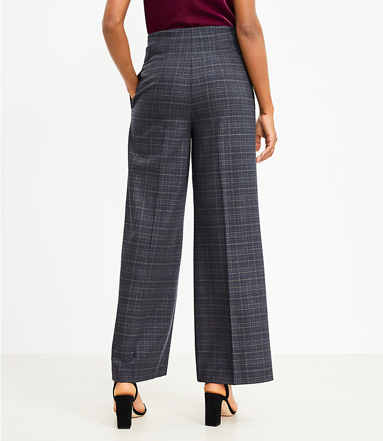 Gem Tab Waist Trouser Pants in Shimmer Plaid image number null