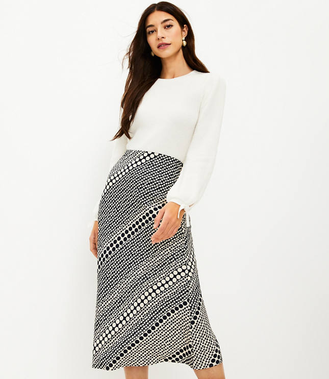 Polka Dot Bias Midi Skirt