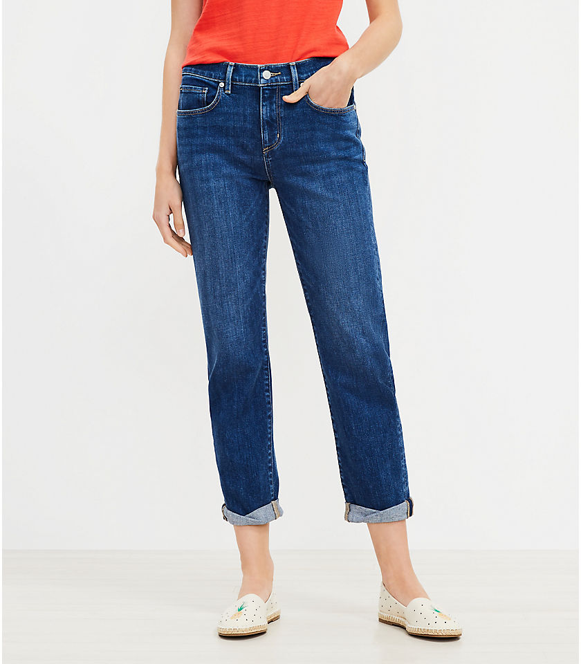Tall Super Soft Girlfriend Jeans in Bright Mid Indigo Wash
