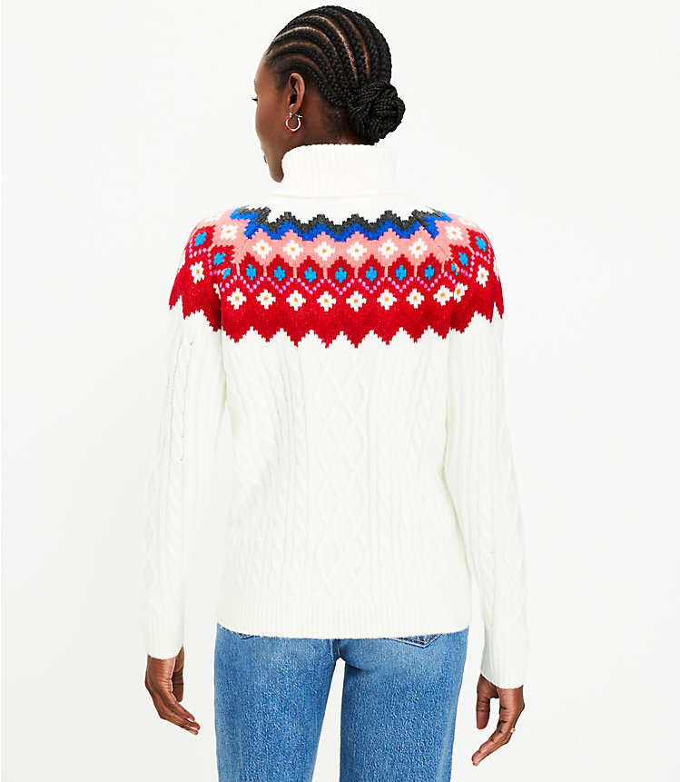 Fair Isle Turtleneck Cable Sweater image number 2