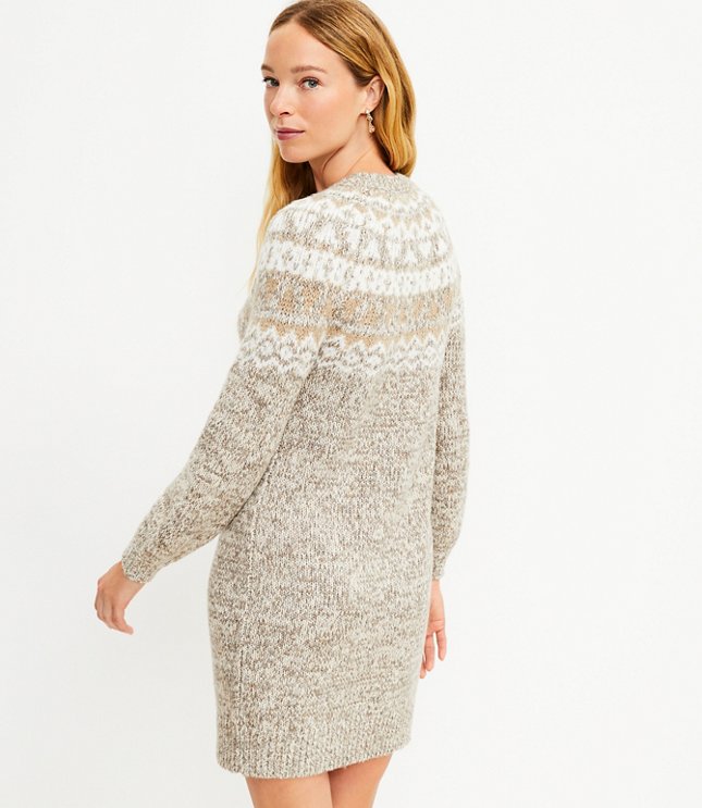 Fair Isle Mock Neck Sweater Dress