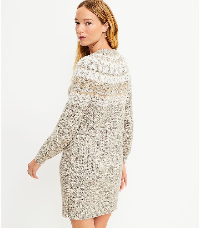 Fair Isle Mock Neck Sweater Dress