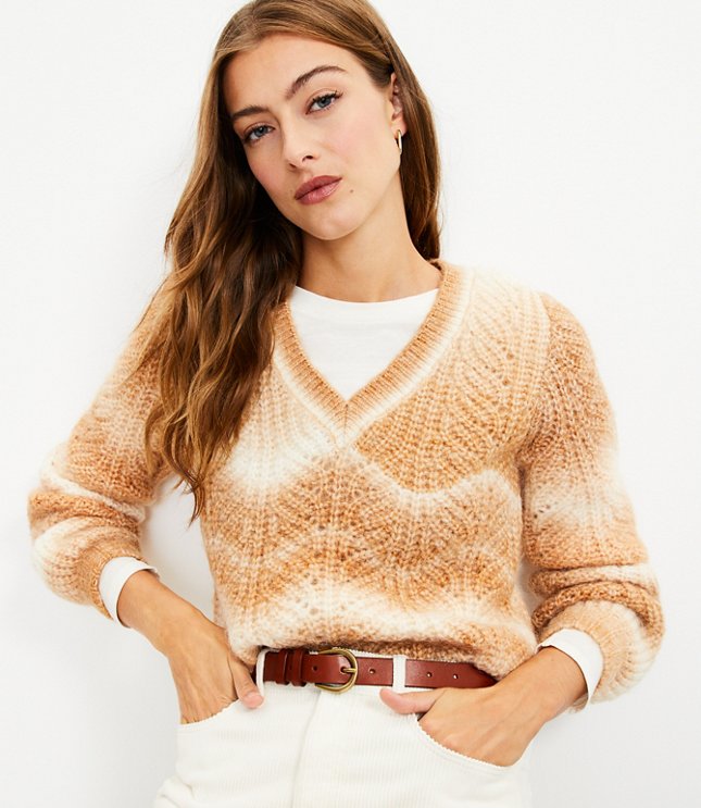 Spacedye Striped Mock Neck Sweater