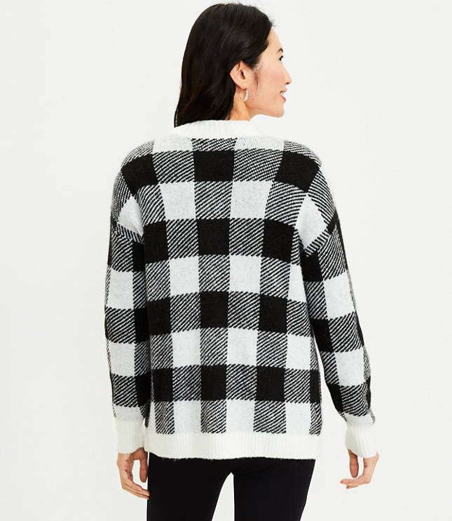 Black and white buffalo plaid cardigan hotsell