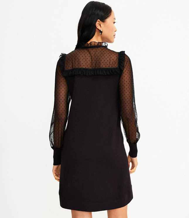 Velvet Dot Mixed Media Sweater Dress