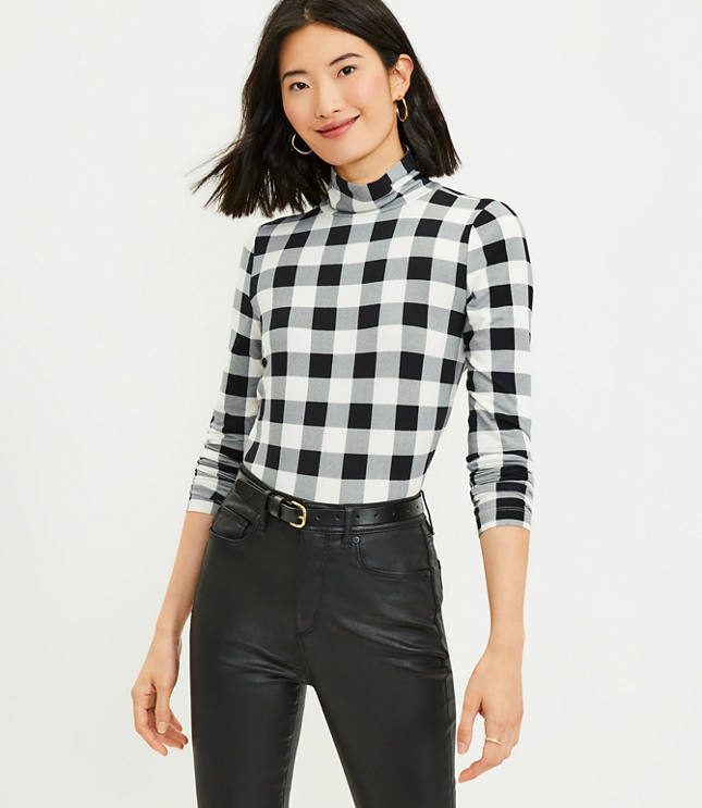 Loft Buffalo Plaid Long Sleeve Turtleneck