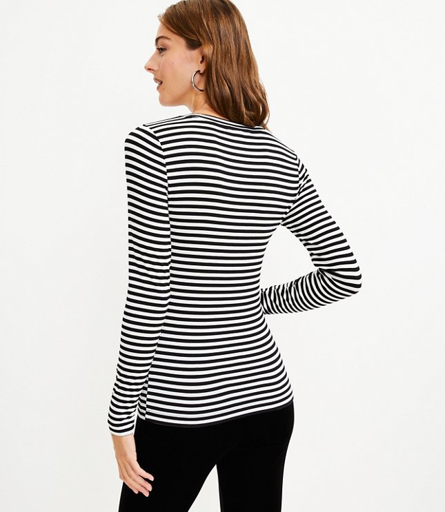 Striped Fitted Scoop-Neck Top