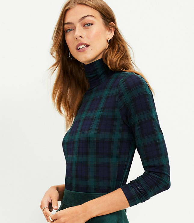 Plaid turtleneck clearance