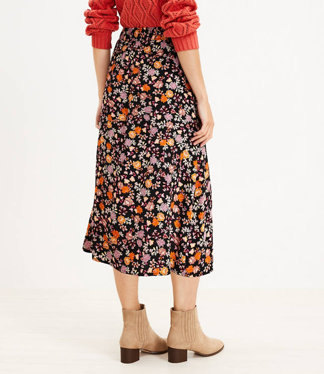 Full Cotton Midi Skirt - Black, Flora Bloom