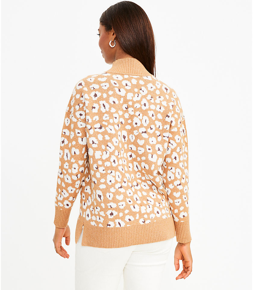 Leopard Print Turtleneck Tunic Sweater