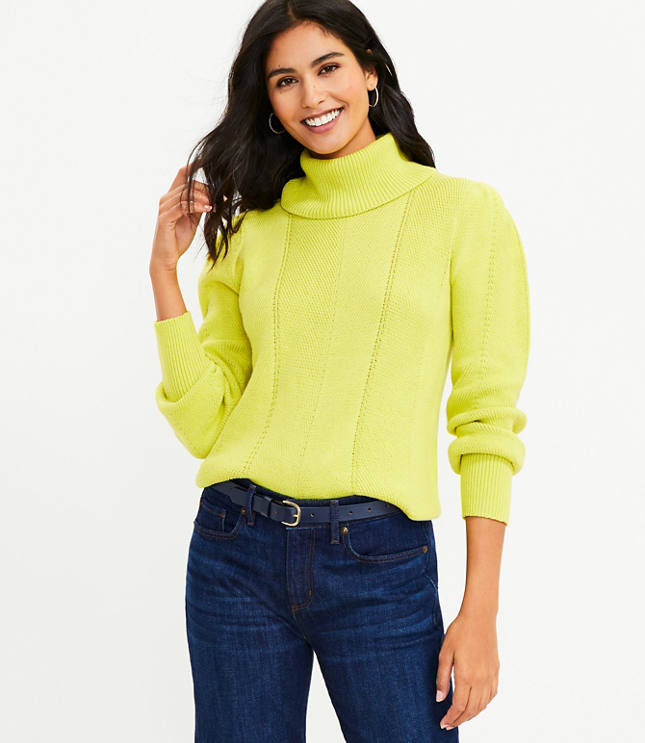 Chevron Stitched Turtleneck Sweater