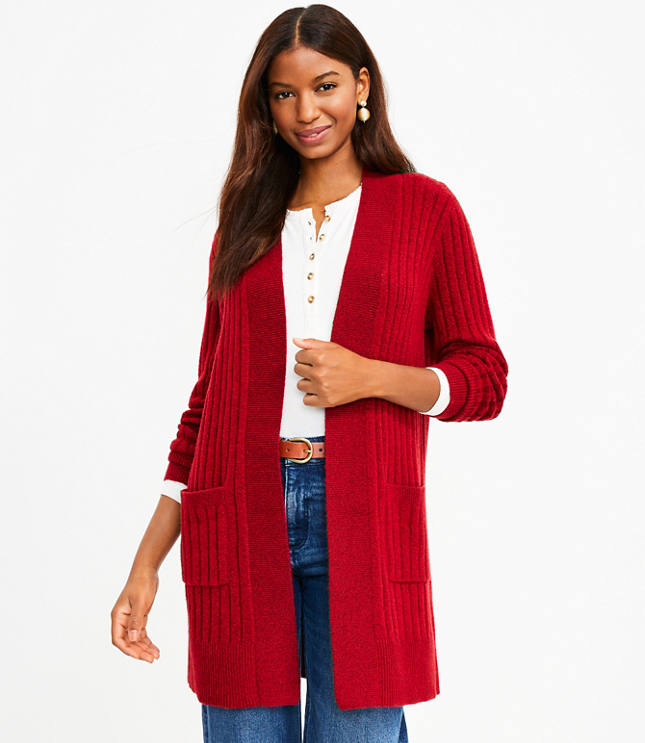 ladies red cardigan with pockets