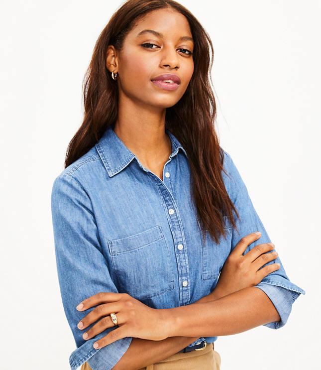 Loft chambray top deals