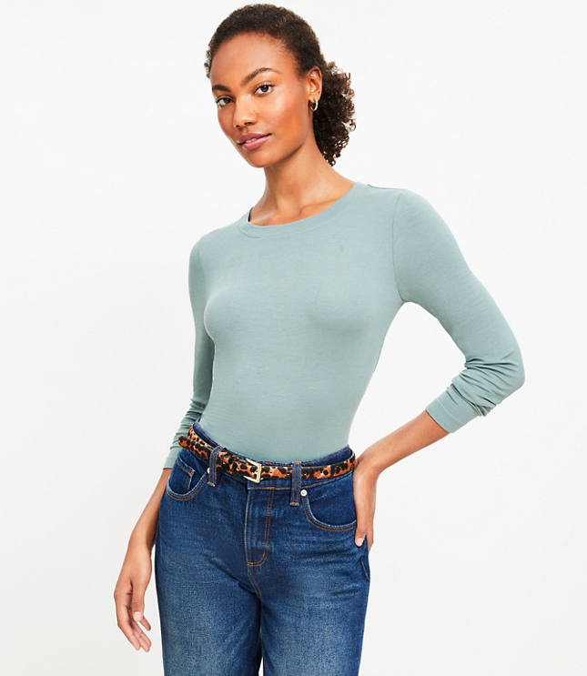 Petite Long Sleeve Crew Neck Tee