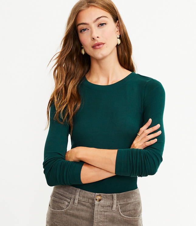 Petite Long Sleeve Crew Neck Tee