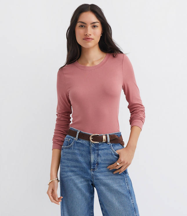 Petite Long Sleeve Crew Neck Tee