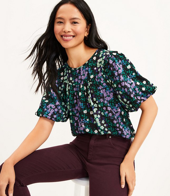 Lightning fast delivery Floral Shirred Square Neck Top 44% Off! LOFTwomens Tops Buy online here 