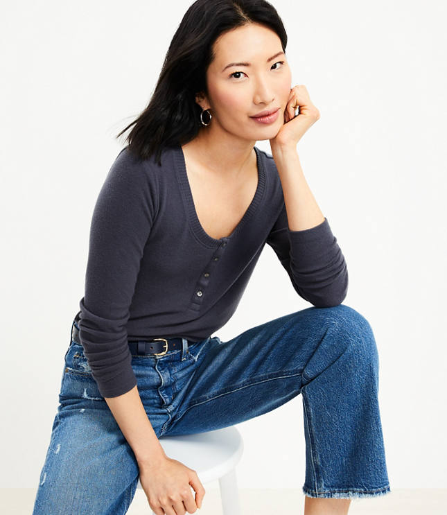 Cozy Jersey Henley Top