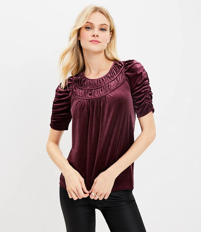 Ruched Velvet Top