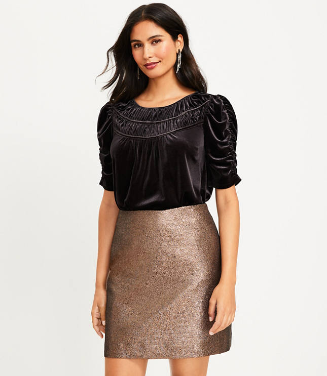 Embellished Bow Cozy Velour Top