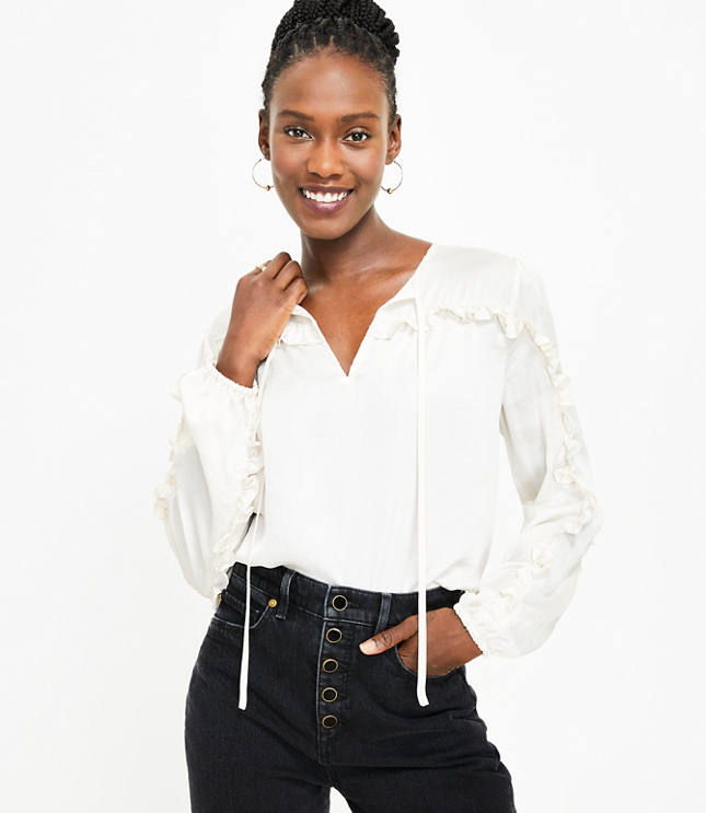 Loft ruffle cheap sleeve top