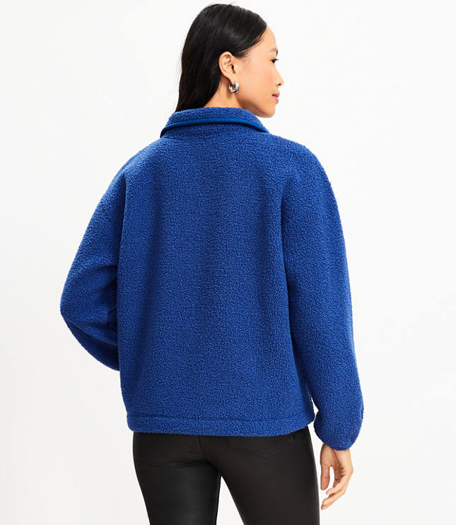 Cozy Sherpa Snap Collar Top