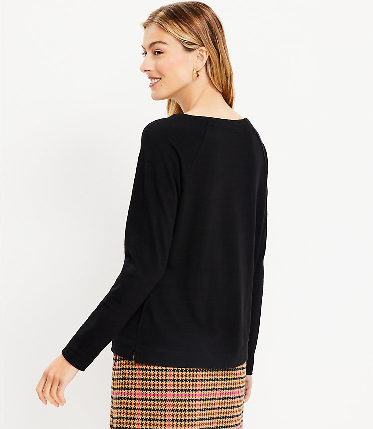 Petite Button Trim Long Sleeve Tee image number 2