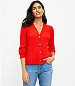 Heart Button Puff Sleeve V-Neck Cardigan carousel Product Image 1