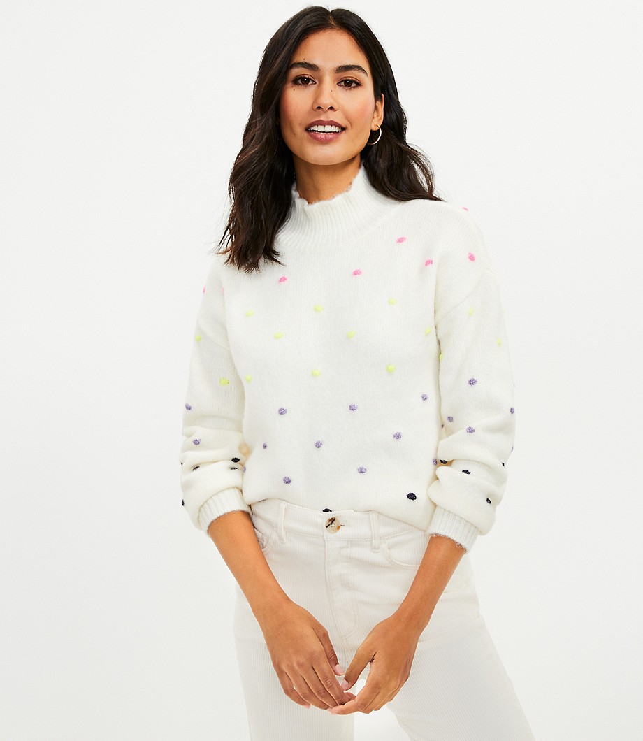 Bobble Mock Neck Sweater