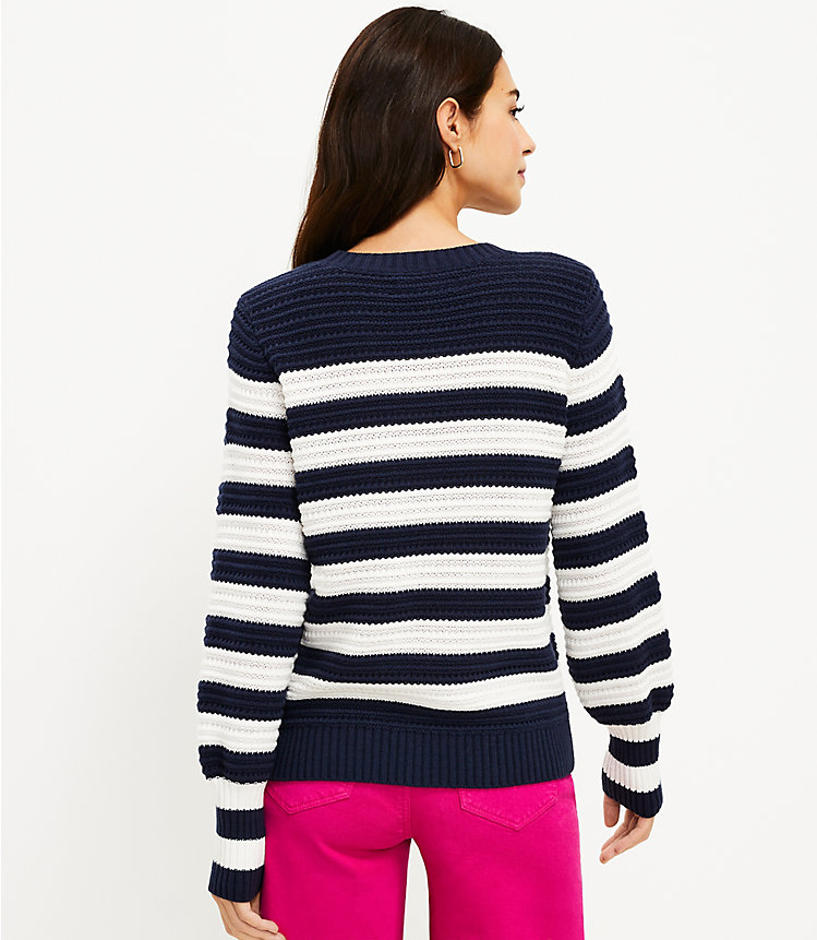 Stripe Crochet Textured Sweater image number 2