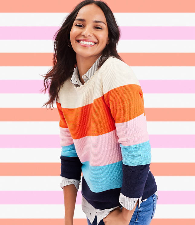 Womens rainbow stripe clearance sweater