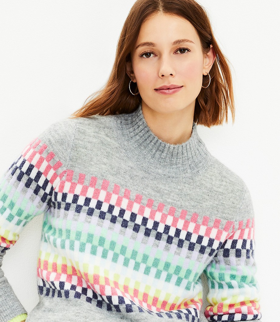 Geo Mock Neck Sweater