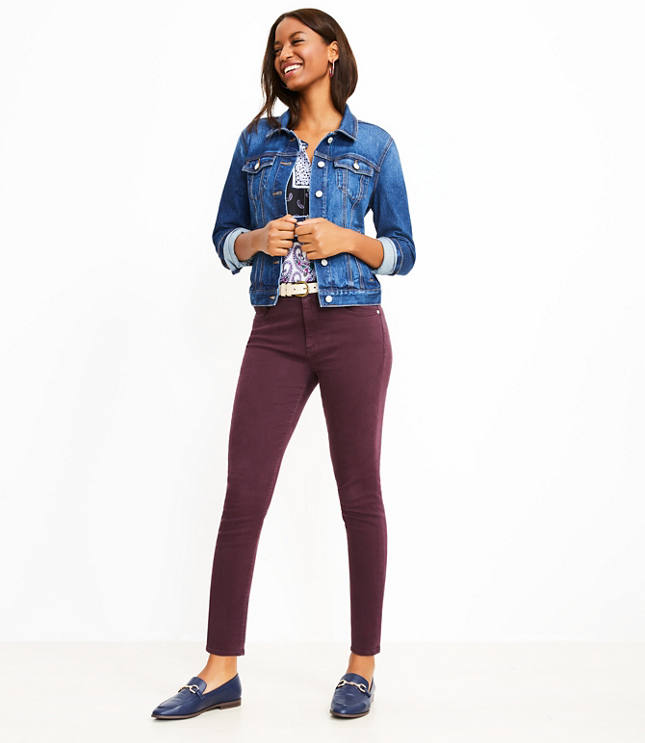 Petite Mid Rise Skinny Jeans Deep Plum