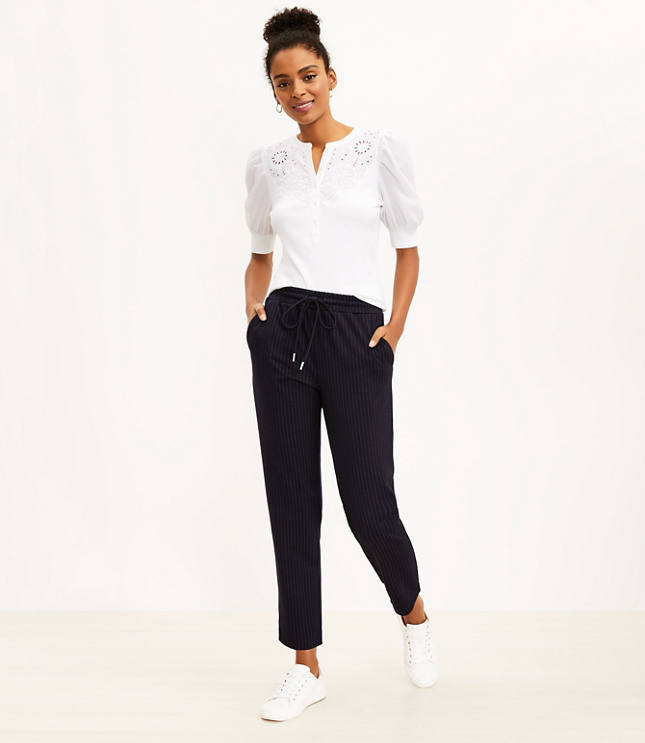 Petite Pinstripe Jogger Pants