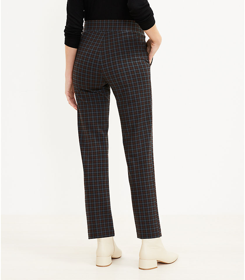 Tall Pull On Straight Pants in Plaid Ponte