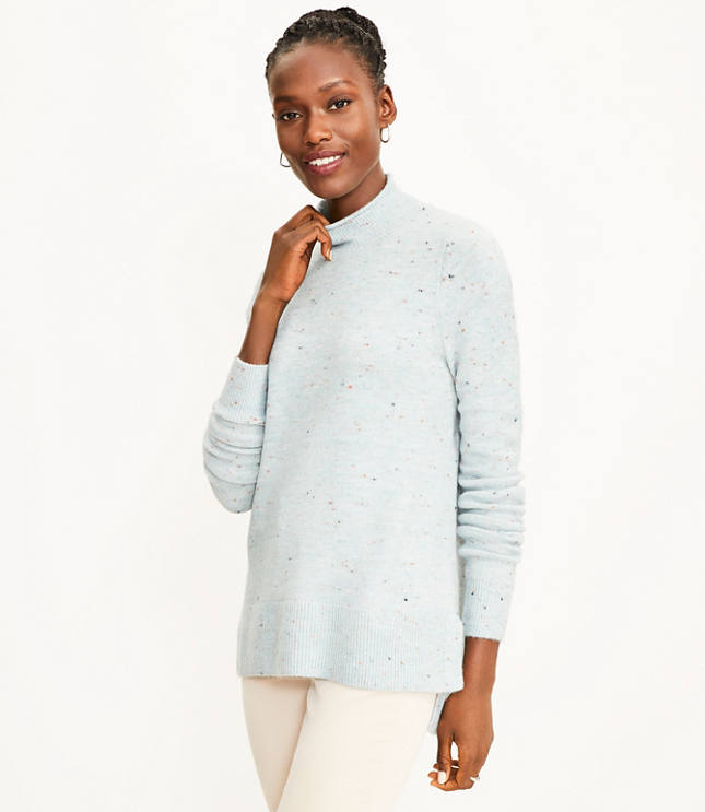 Mock neck tunic sweater sale